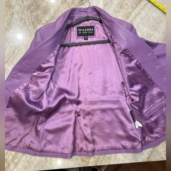 Vintage Pelle Studio Lilac Leather Blazer Womens S | Lambskin by Wilsons The Lea - Picture 7 of 9